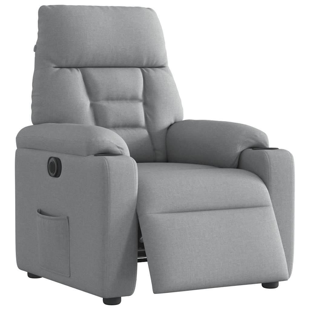 Poltrona Elettrica Reclinabile Grigio Chiaro in Tessuto - homemem39