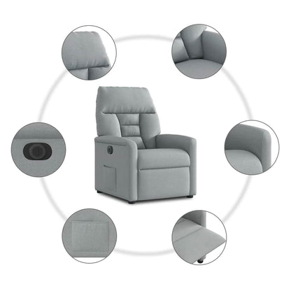 Poltrona Elettrica Reclinabile Grigio Chiaro in Tessuto
