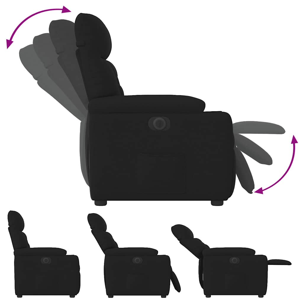 Poltrona Elettrica Reclinabile Nera in Tessuto - homemem39