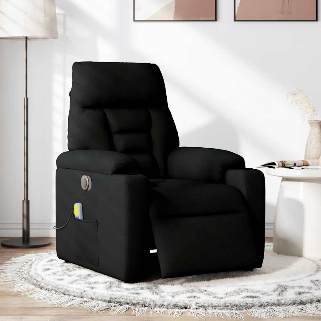 Poltrona Massaggiante Reclinabile Elettrica Nera in Tessuto - homemem39