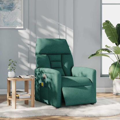 Poltrona Massaggiante Reclinabile Elettrica Verde Scuro Tessuto