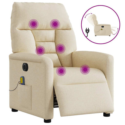Poltrona Reclinabile Massaggiante Elettrica Crema in Tessuto
