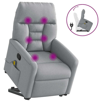 Poltrona Alzapersona Massaggi Reclinabile Grigio Chiaro Tessuto