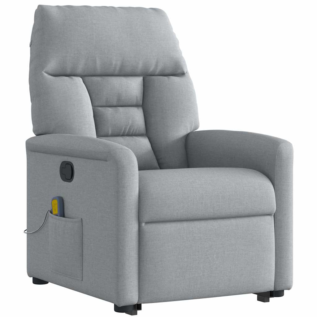 Poltrona Alzapersona Massaggi Reclinabile Grigio Chiaro Tessuto