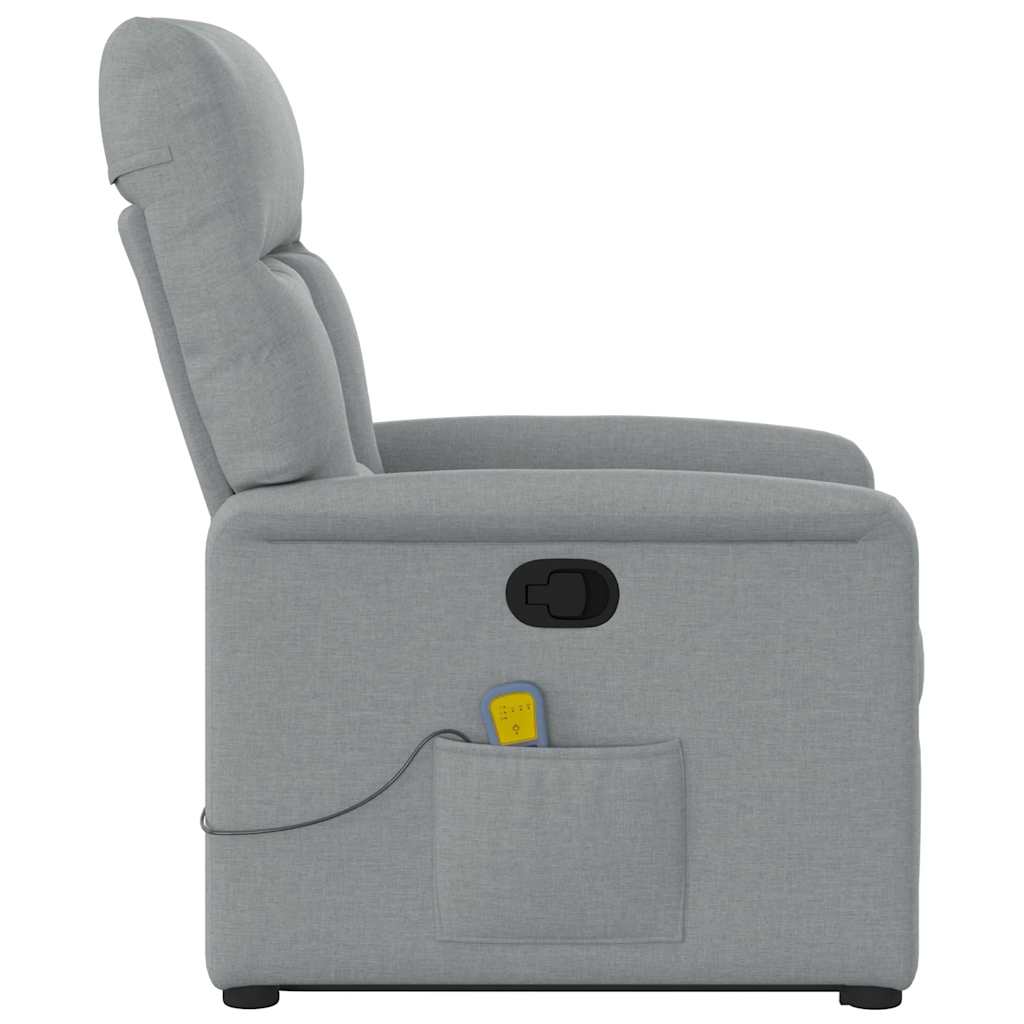 Poltrona Alzapersona Massaggi Reclinabile Grigio Chiaro Tessuto