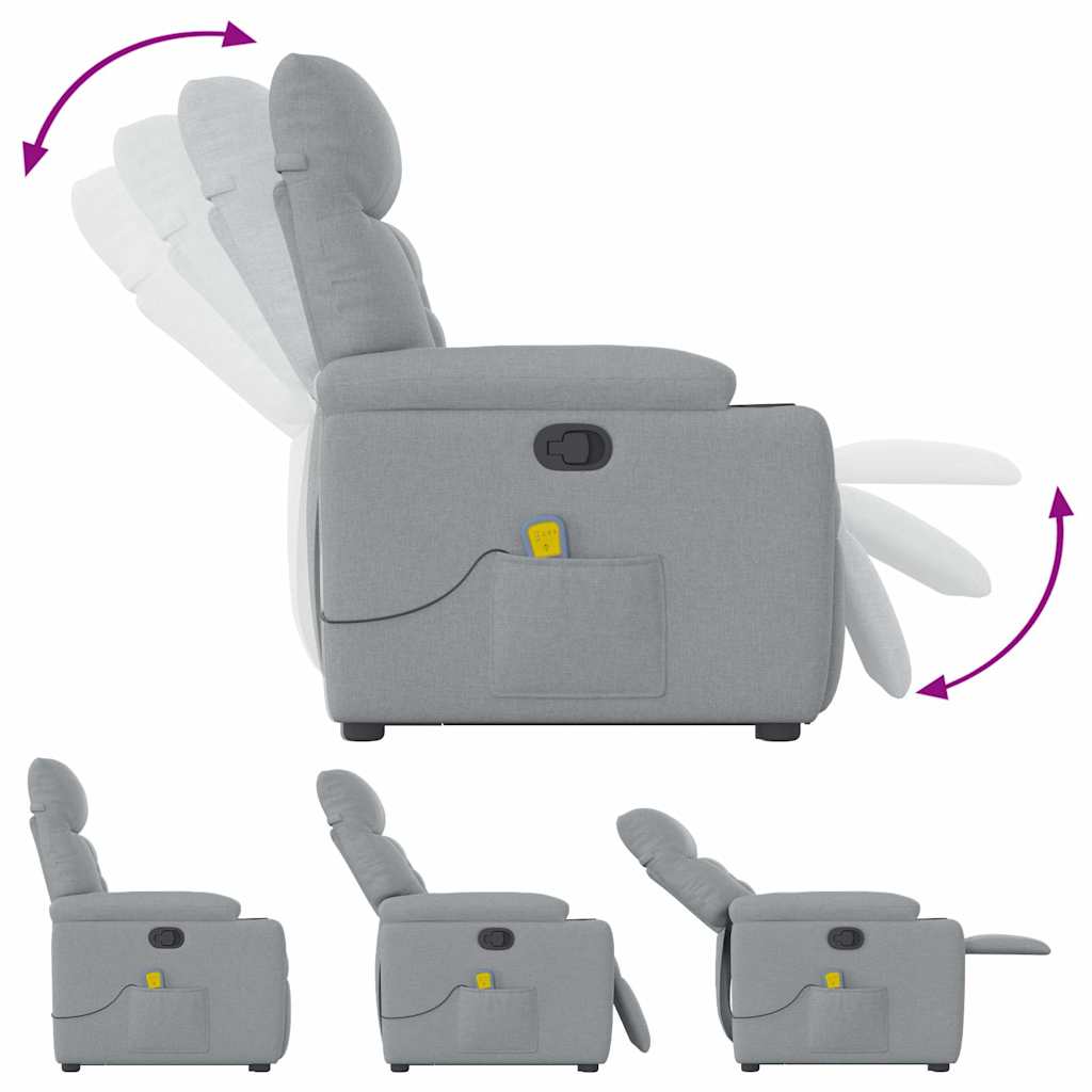 Poltrona Alzapersona Massaggi Reclinabile Grigio Chiaro Tessuto - homemem39