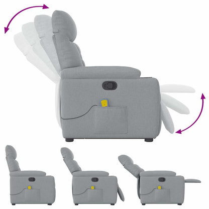 Poltrona Alzapersona Massaggi Reclinabile Grigio Chiaro Tessuto - homemem39
