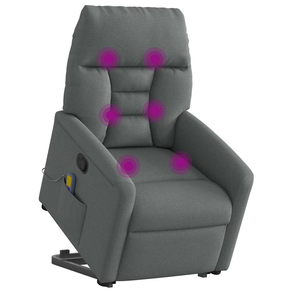 Poltrona Alzapersona Massaggi Reclinabile Grigio Scuro Tessuto