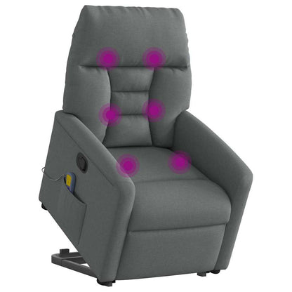 Poltrona Alzapersona Massaggi Reclinabile Grigio Scuro Tessuto