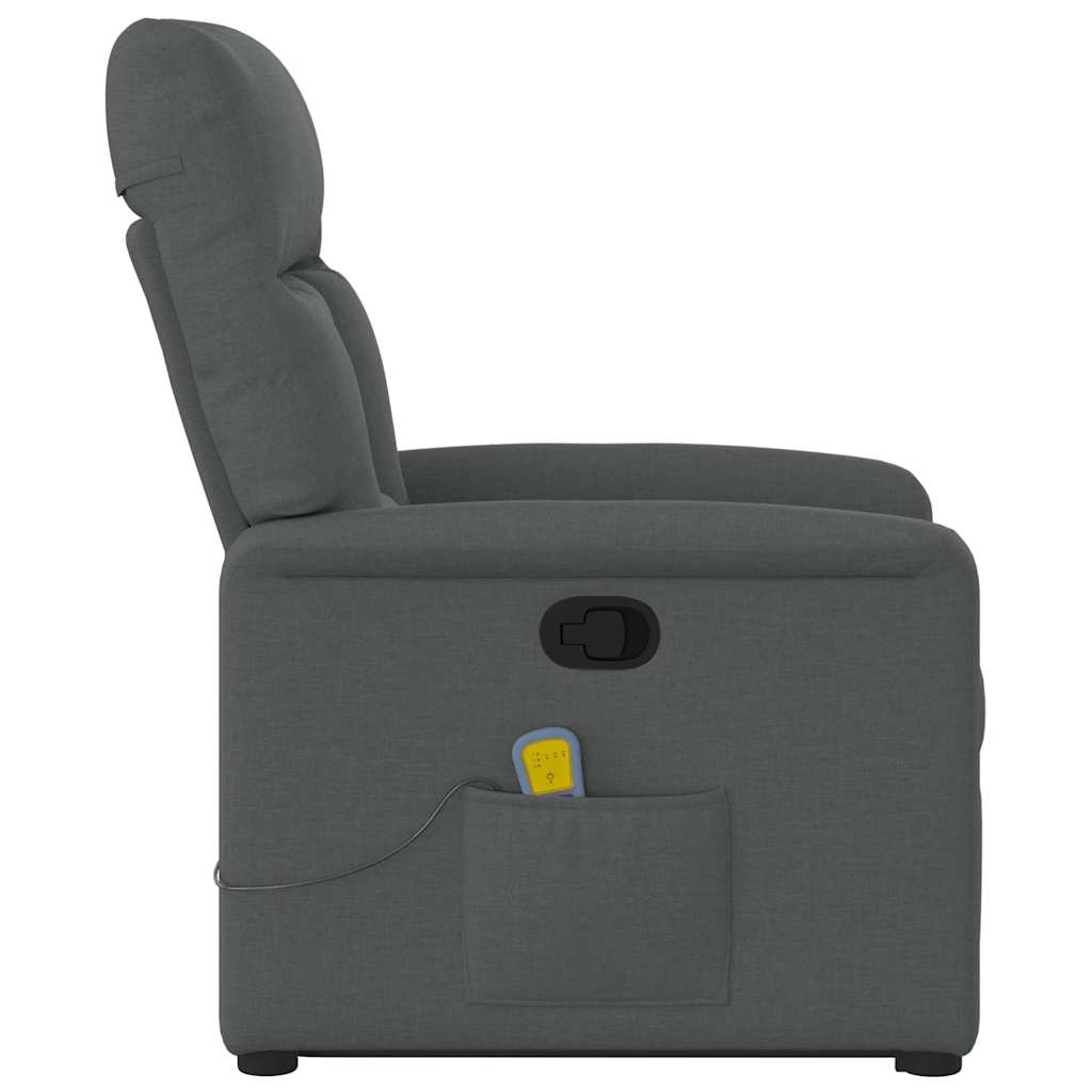 Poltrona Alzapersona Massaggi Reclinabile Grigio Scuro Tessuto