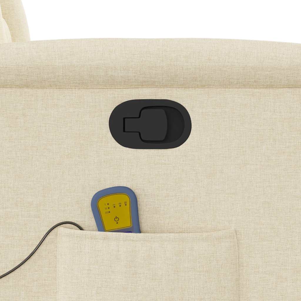 Poltrona Alzapersona Massaggiante Reclinabile Crema in Tessuto