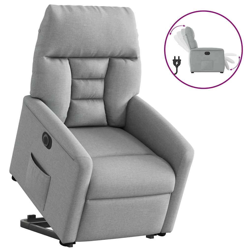 Poltrona Reclinante Alzapersona Elettrica Grigio Chiaro Tessuto | homemem39
