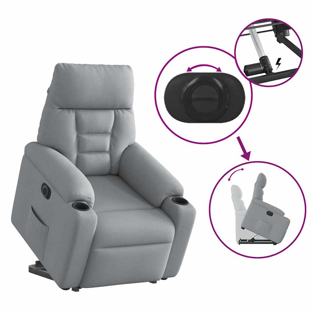 Poltrona Reclinante Alzapersona Elettrica Grigio Chiaro Tessuto - homemem39