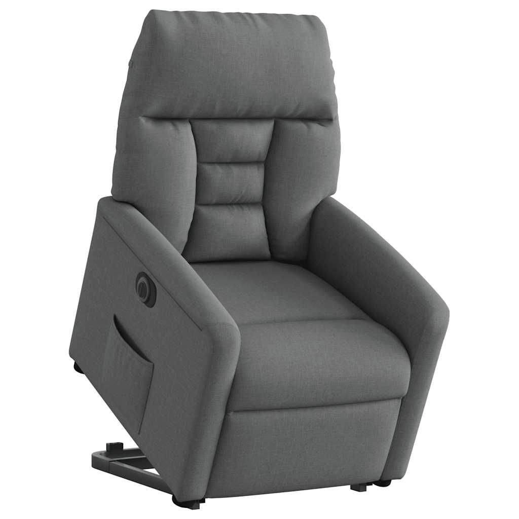 Poltrona Alzapersona Reclinabile Elettrica Grigio Scuro Tessuto