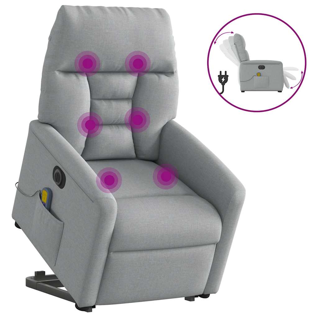 Poltrona Alzapersona Massaggi Elettrica Grigio Chiaro Tessuto