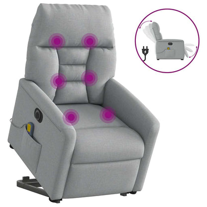 Poltrona Alzapersona Massaggi Elettrica Grigio Chiaro Tessuto