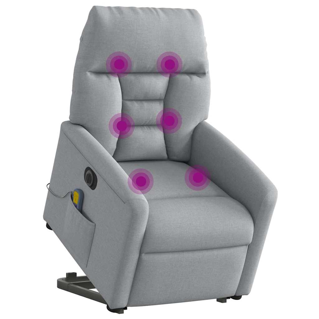 Poltrona Alzapersona Massaggi Elettrica Grigio Chiaro Tessuto