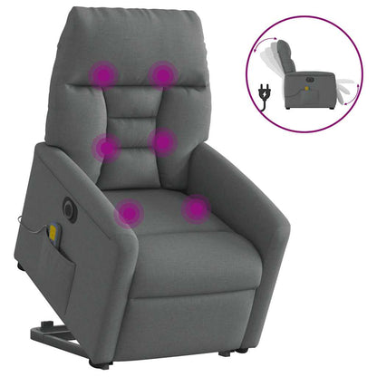 Poltrona Alzapersona Massaggi Elettrica Grigio Scuro Tessuto