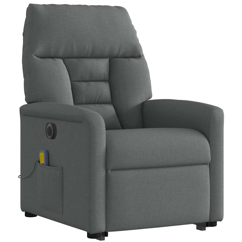 Poltrona Alzapersona Massaggi Elettrica Grigio Scuro Tessuto