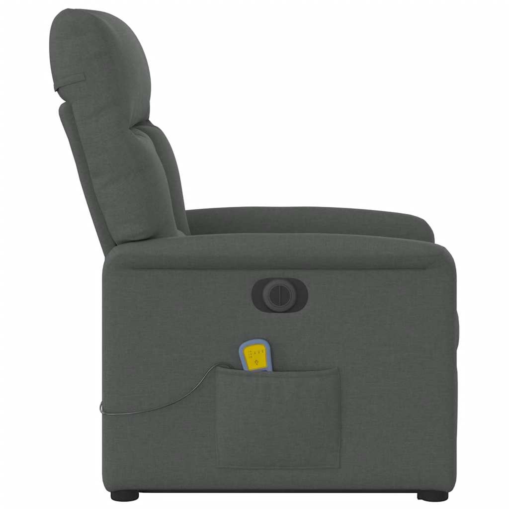 Poltrona Alzapersona Massaggi Elettrica Grigio Scuro Tessuto