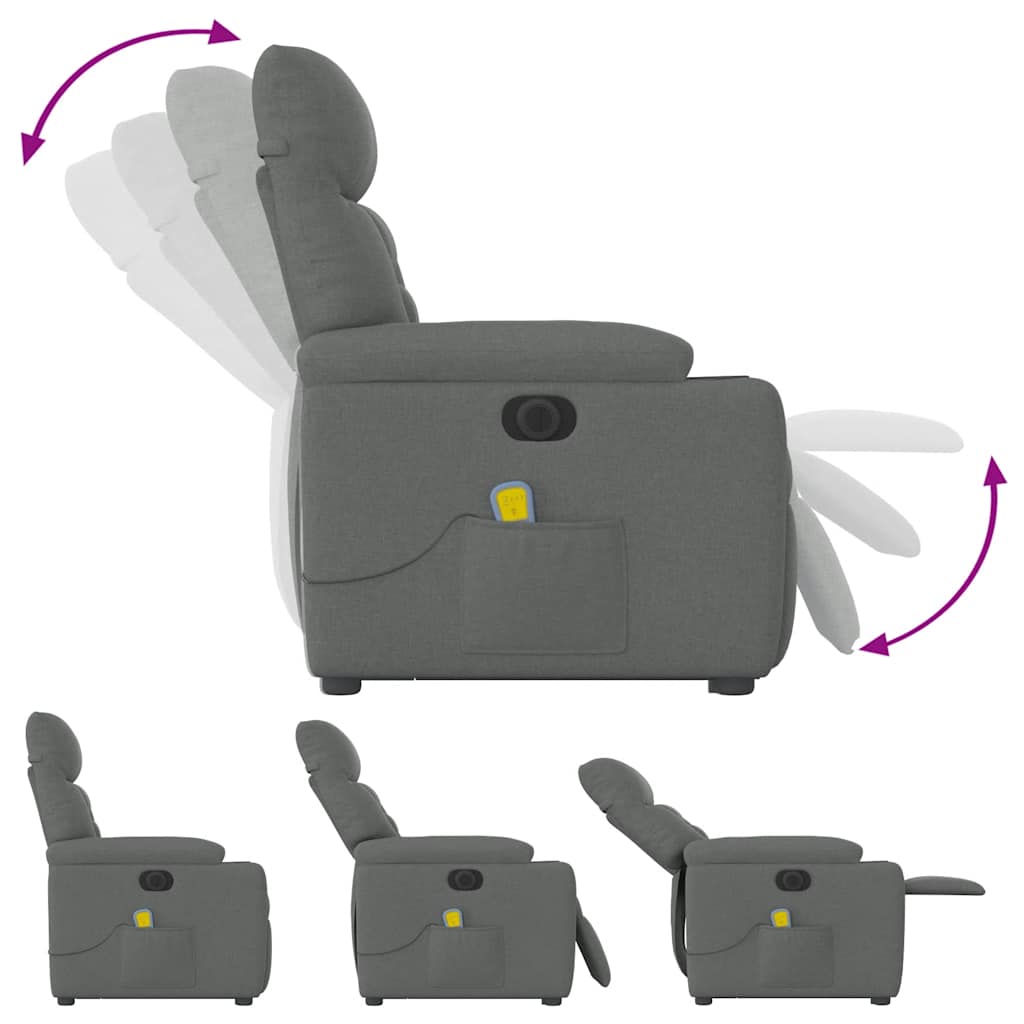 Poltrona Alzapersona Massaggi Elettrica Grigio Scuro Tessuto - homemem39