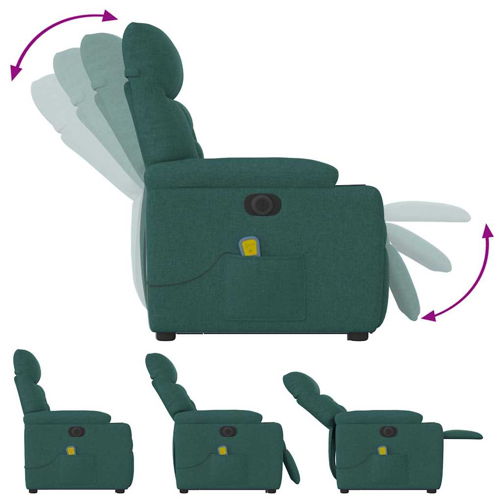 Poltrona Alzapersona Massaggiante Elettrica Verde Scuro Tessuto - homemem39