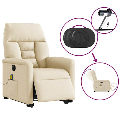Poltrona Alzapersona Massaggiante Elettrica Crema in Tessuto - homemem39