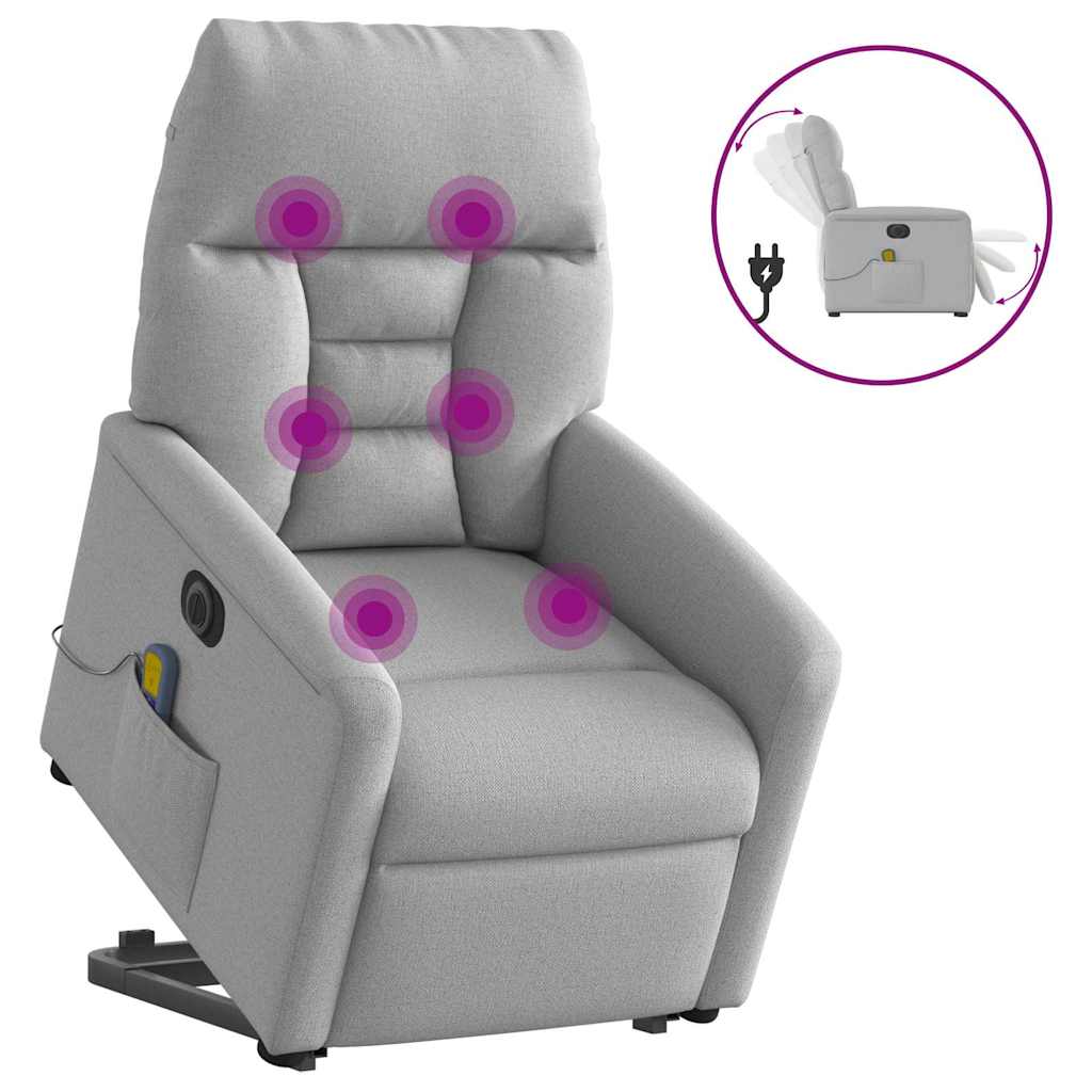 Poltrona Alzapersona Massaggi Elettrica Grigio Nuvola Tessuto | homemem39