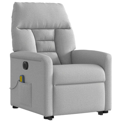 Poltrona Alzapersona Massaggi Elettrica Grigio Nuvola Tessuto
