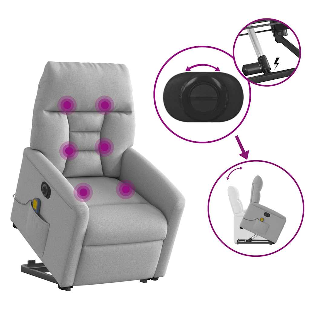 Poltrona Alzapersona Massaggi Elettrica Grigio Nuvola Tessuto | homemem39