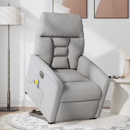 Poltrona Alzapersona Massaggi Elettrica Grigio Nuvola Tessuto
