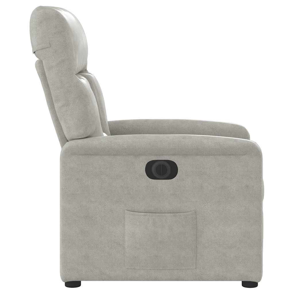 Poltrona Reclinabile Elettrica Grigio Chiaro Tessuto Microfibra | homemem39