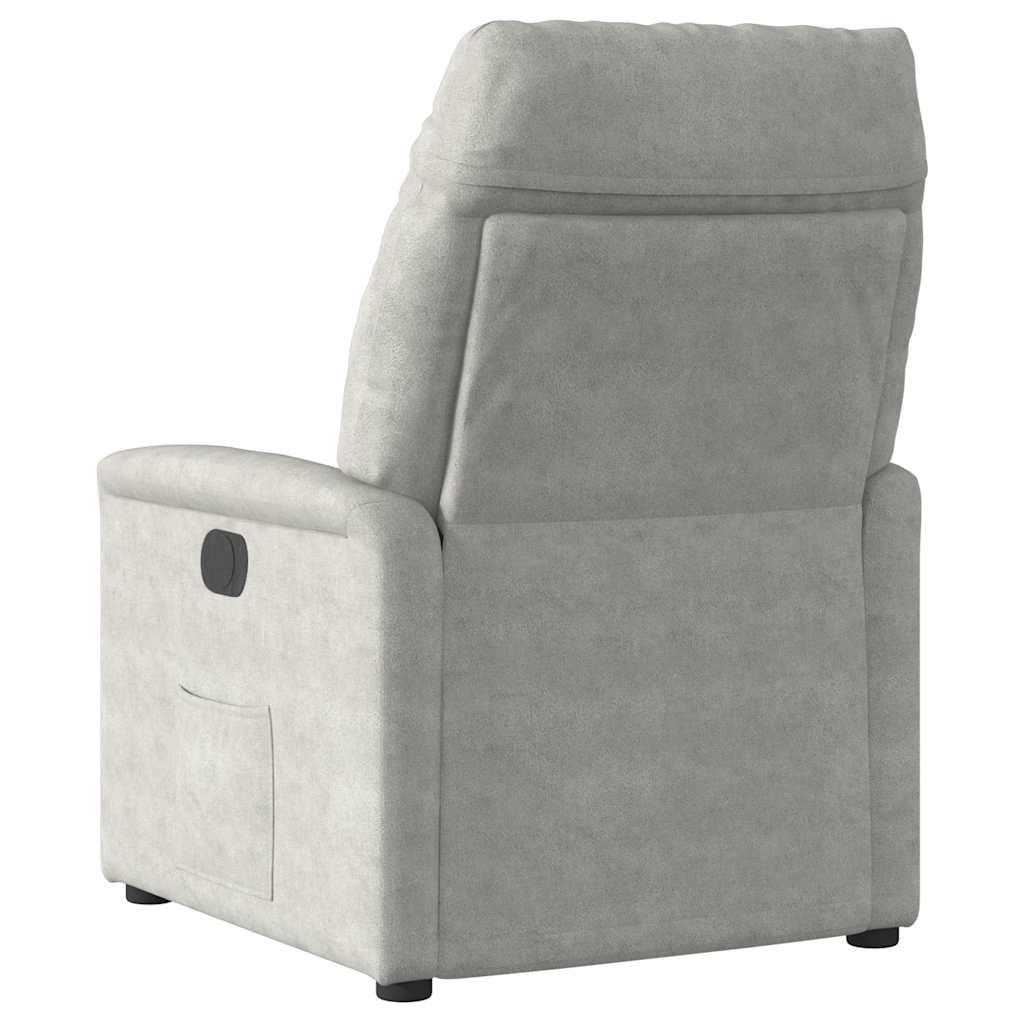 Poltrona Reclinabile Elettrica Grigio Chiaro Tessuto Microfibra | homemem39