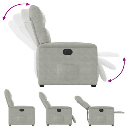Poltrona Reclinabile Elettrica Grigio Chiaro Tessuto Microfibra | homemem39