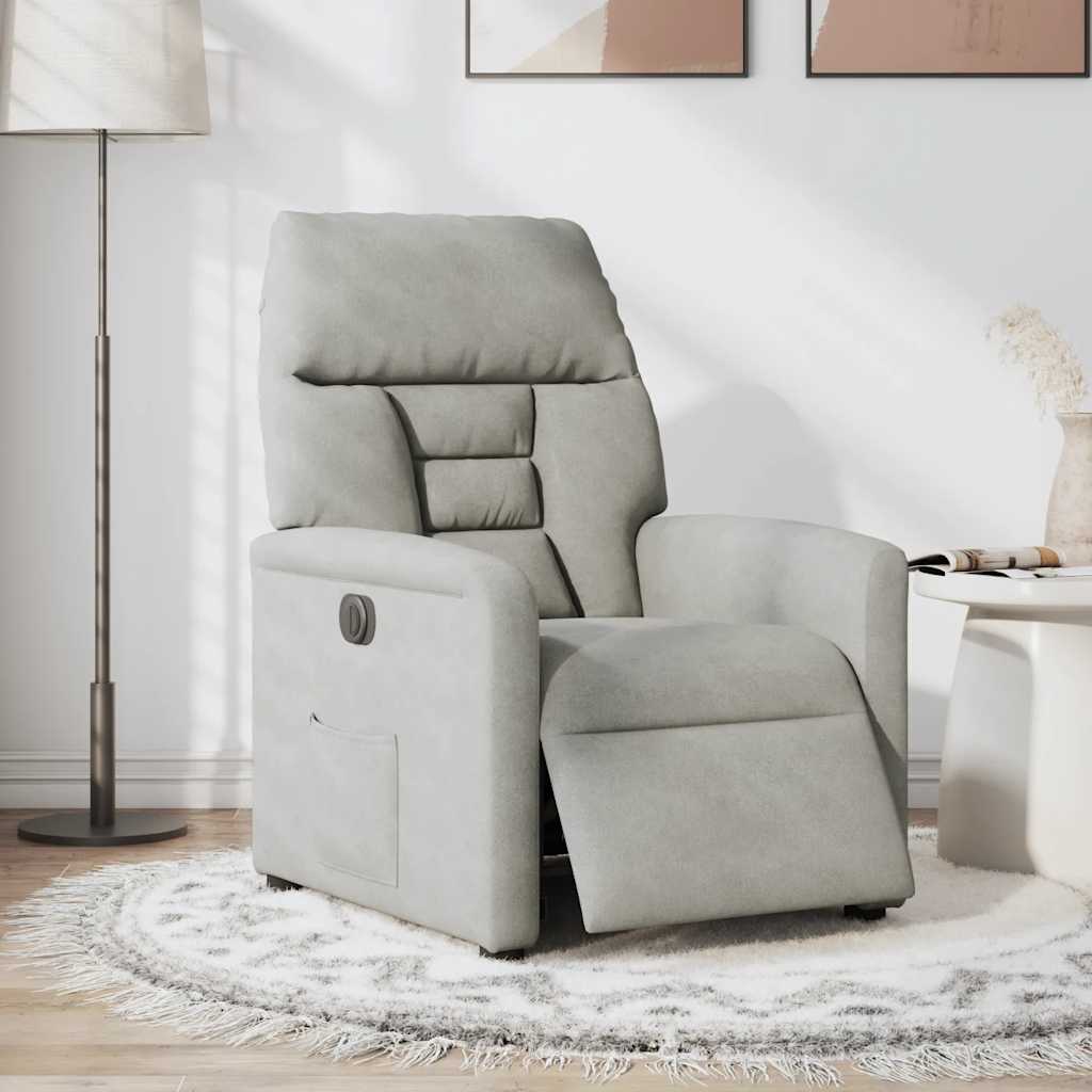 Poltrona Reclinabile Elettrica Grigio Chiaro Tessuto Microfibra | homemem39