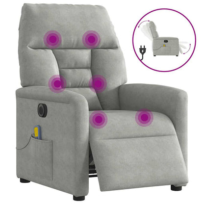 Poltrona Reclinante Massaggi Elettrica Grigio Chiaro Microfibra | homemem39