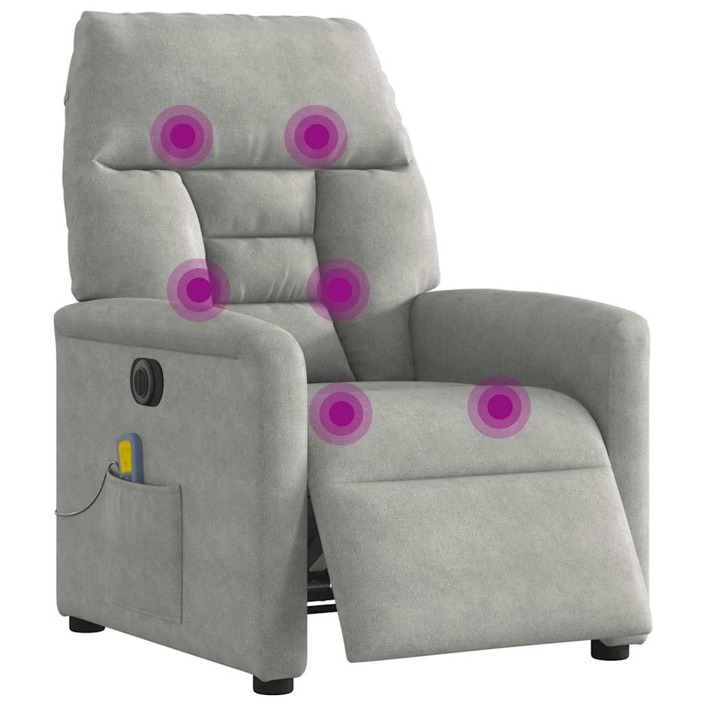 Poltrona Reclinante Massaggi Elettrica Grigio Chiaro Microfibra | homemem39