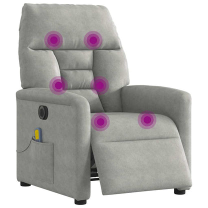 Poltrona Reclinante Massaggi Elettrica Grigio Chiaro Microfibra | homemem39