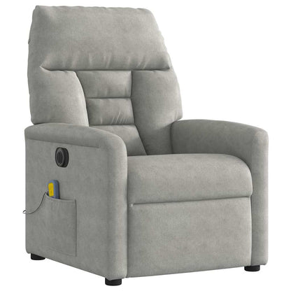 Poltrona Reclinante Massaggi Elettrica Grigio Chiaro Microfibra | homemem39