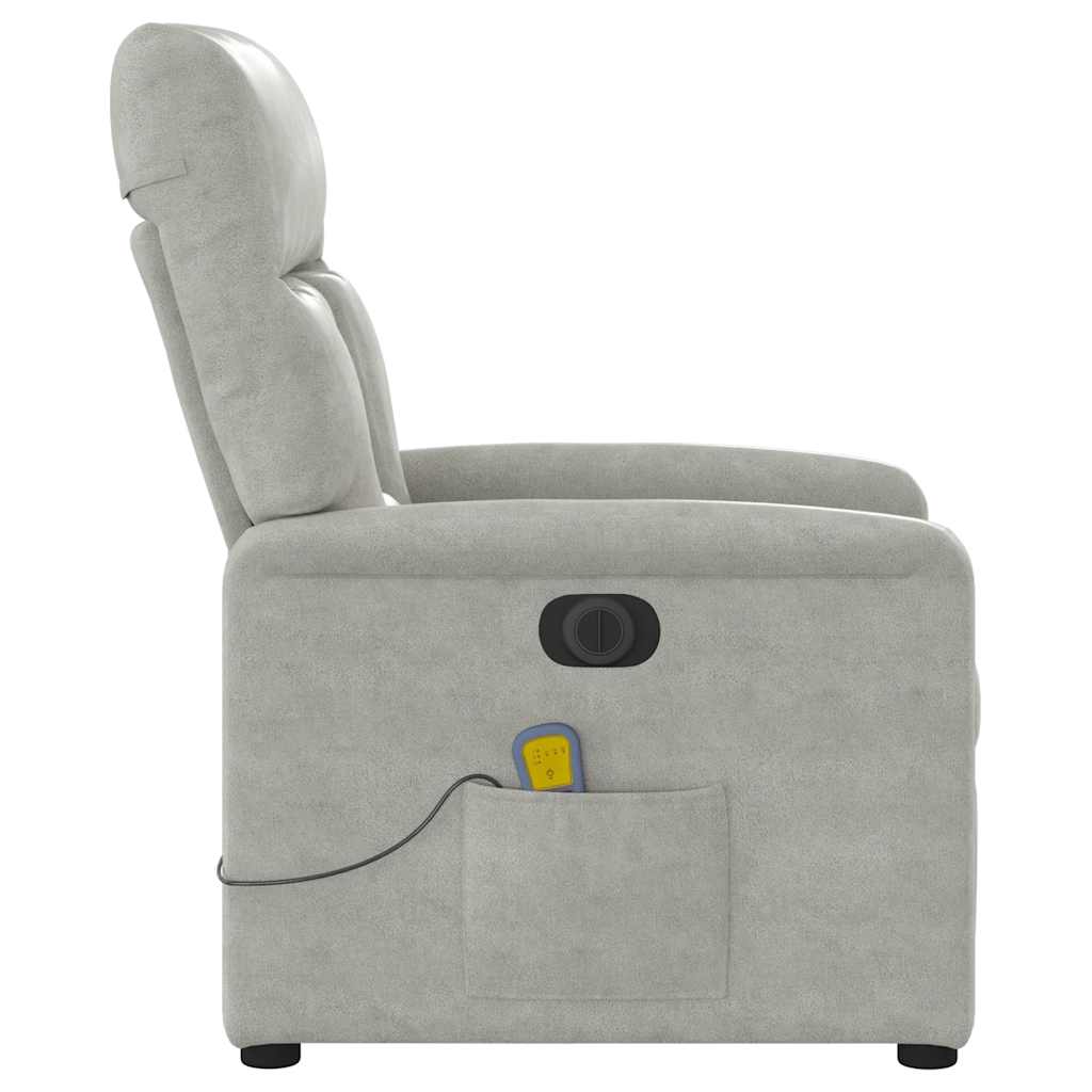 Poltrona Reclinante Massaggi Elettrica Grigio Chiaro Microfibra | homemem39