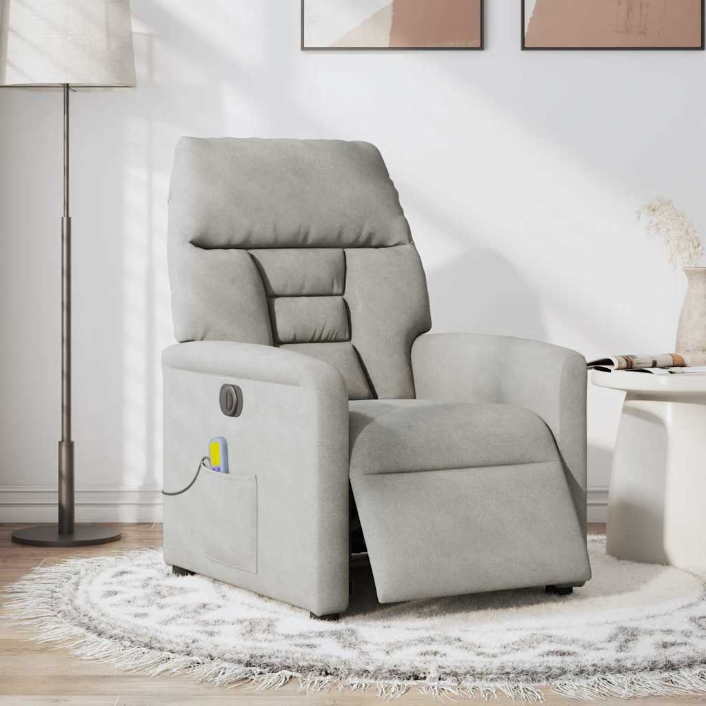 Poltrona Reclinante Massaggi Elettrica Grigio Chiaro Microfibra | homemem39