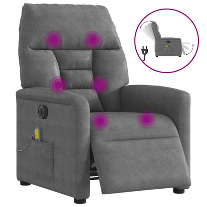 Poltrona Reclinante Massaggi Elettrica Grigio Scuro Microfibra | homemem39