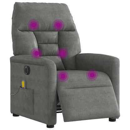Poltrona Reclinante Massaggi Elettrica Grigio Scuro Microfibra | homemem39
