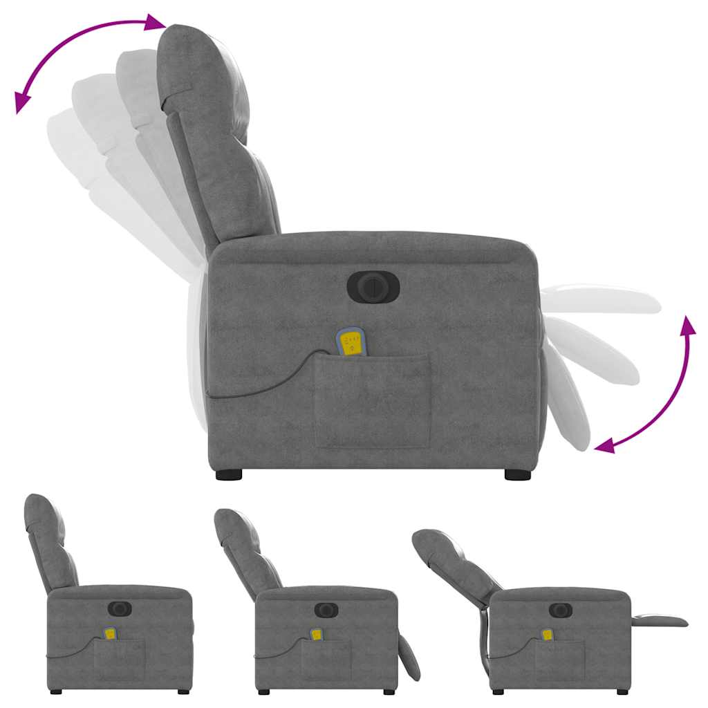 Poltrona Reclinante Massaggi Elettrica Grigio Scuro Microfibra | homemem39
