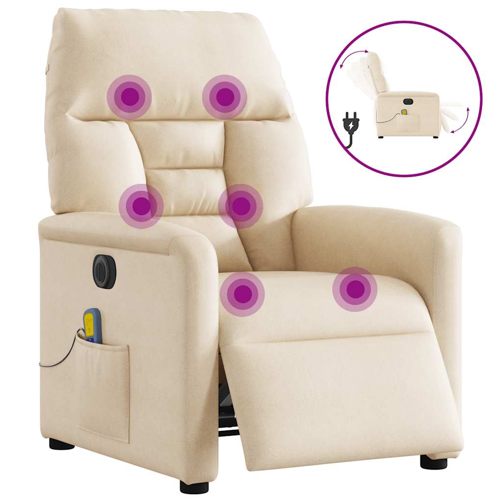 Poltrona Reclinabile Massaggiante Elettrica Beige Microfibra | homemem39
