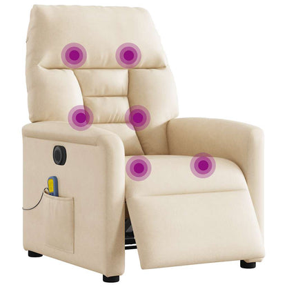 Poltrona Reclinabile Massaggiante Elettrica Beige Microfibra | homemem39
