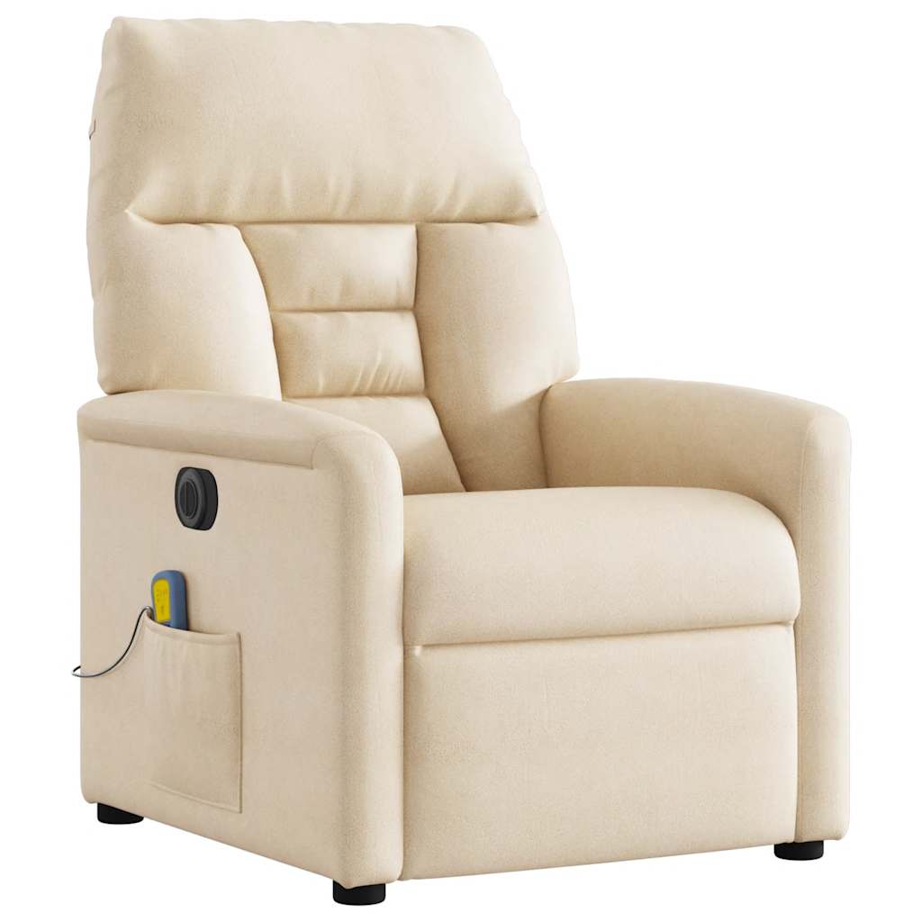 Poltrona Reclinabile Massaggiante Elettrica Beige Microfibra | homemem39