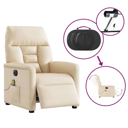 Poltrona Reclinabile Massaggiante Elettrica Beige Microfibra | homemem39