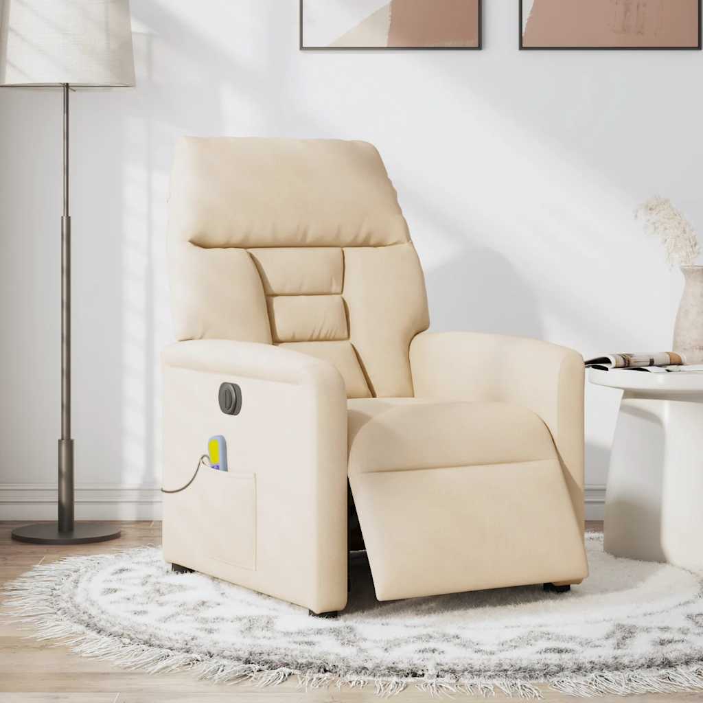 Poltrona Reclinabile Massaggiante Elettrica Beige Microfibra | homemem39