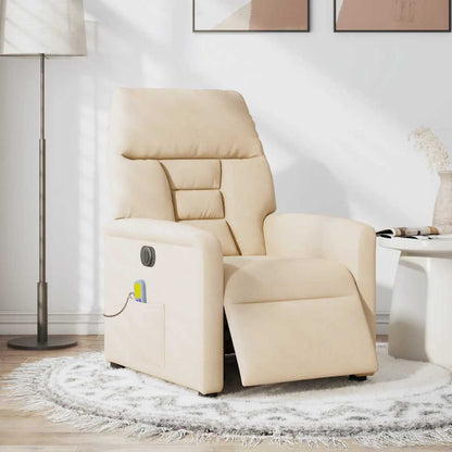 Poltrona Reclinabile Massaggiante Elettrica Beige Microfibra | homemem39